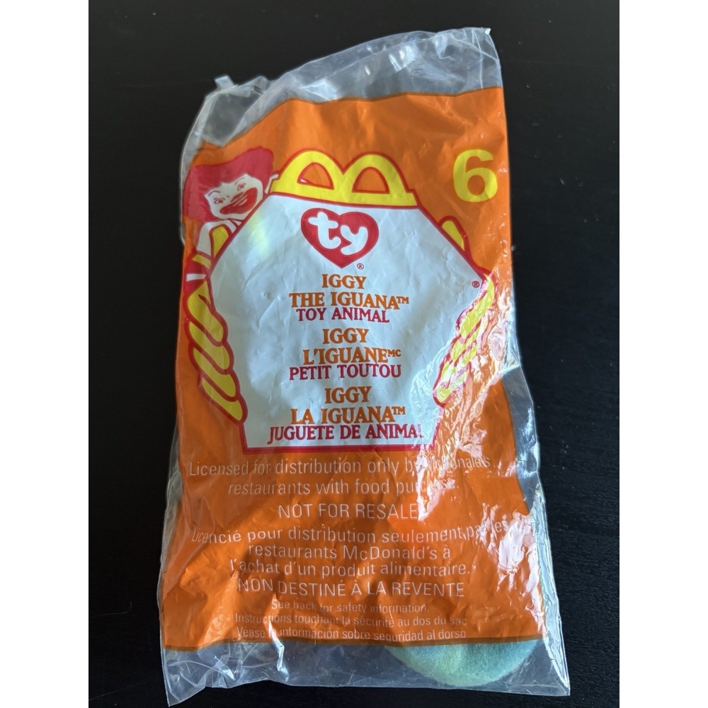 TY Mcdonalds Happy Meal beanie‎ baby 1999 #6 IGGY The Iguana New Plush Toy